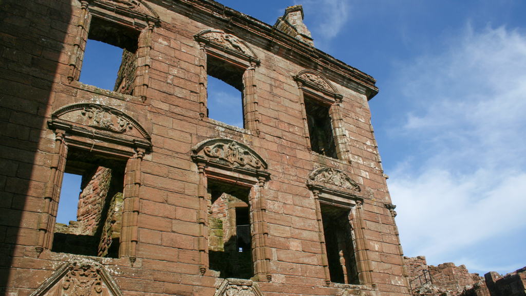 Empty windows of old castle